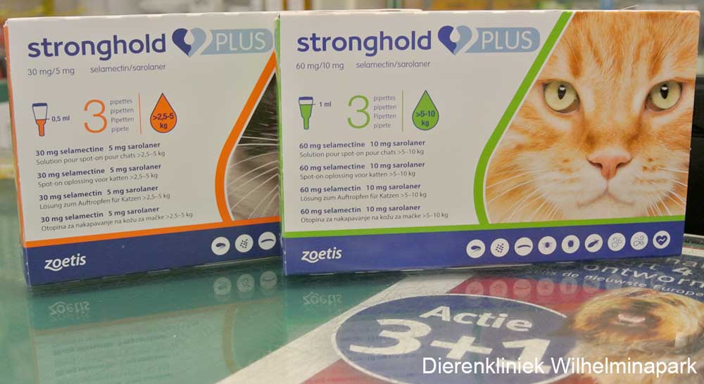Het vlooienmiddel met selamectine is in veschillende doseringen voor de hond en de kat beschikbaar
